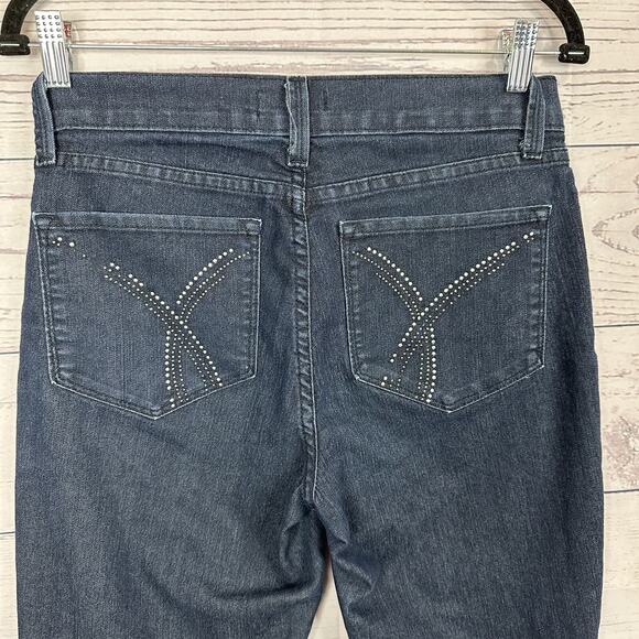 NYDJ Not Your Daughters Jeans Womens 6 Dark Wash Embellished Rhinestone Straight - Picture 5 of 16